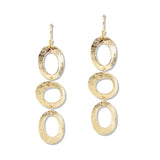 112898, TEXTURED OPEN OVAL TIERED DROP EARRINGS