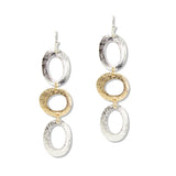 112898, TEXTURED OPEN OVAL TIERED DROP EARRINGS