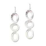 112898, TEXTURED OPEN OVAL TIERED DROP EARRINGS