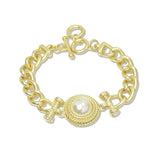 112928, 14K GOLD PLATED MEDALLION CENTERPIECE CURB CHAIN BRACELET
