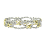 112938, 14K GOLD PLATED X ACCENT ROPE HINGED BANGLE BRACELET