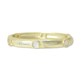 112939, 14K GOLD PLATED MOP TEXTURED HINGED BANGLE BRACELET