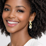 112945, 14K GOLD PLATED PEARL ACCENT C-HOOP EARRINGS