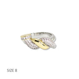 112946, 14K GOLD PLATED CZ PAVE WRAPPED NAIL RING