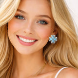 112950, WESTERN TURQUOISE CROSS STUD EARRINGS