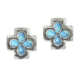 112950, WESTERN TURQUOISE CROSS STUD EARRINGS