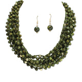 112957, MULTI STRAND WOVEN BEAD STATMENT NECKLACE