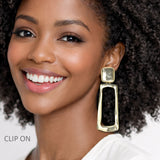 112963, PLATED SCULPTURAL OPEN GEOMETRIC CLIP ON DROP EARRINGS
