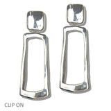 112963, PLATED SCULPTURAL OPEN GEOMETRIC CLIP ON DROP EARRINGS