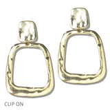 112964, SCULPTURAL OPEN GEOMETRIC CLIP ON DROP EARRINGS