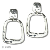 112964, SCULPTURAL OPEN GEOMETRIC CLIP ON DROP EARRINGS