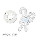112969, CHRISTMAS ENAMEL CANDY CANE FABRIC SAFE MAGNETIC PIN