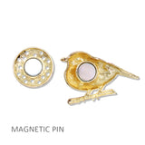 112971, ENAMEL SONGBIRD FABRIC SAFE MAGNETIC PIN