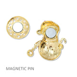 112973, CHRISTMAS ENAMEL SNOWMAN FABRIC SAFE MAGNETIC PIN