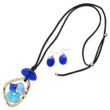112975, GEOMETRIC MARBLED RESIN PENDANT 36" LONG ADJUSTABLE CORD NECKLACE