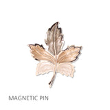 112978, ENAMEL BOTANICAL MAPLE LEAF FABRIC SAFE MAGNETIC PIN