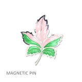 112978, SORORITY ENAMEL BOTANICAL MAPLE LEAF FABRIC SAFE MAGNETIC PIN
