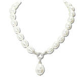 112982, BAROQUE PEARL CRYSTAL PAVE RING PENDANT NECKLACE