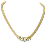 112988, WOVEN MESH CHAIN CRYSTAL RONDELLE NECKLACE