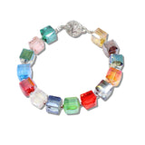 112993, CUBE BEAD PAVE CRYSTAL FOCAL STRETCH BRACELET
