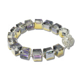 112994, CUBE BEAD PAVE CRYSTAL FOCAL STRETCH BRACELET