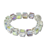 112994, CUBE BEAD PAVE CRYSTAL FOCAL STRETCH BRACELET