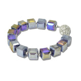 112994, CUBE BEAD PAVE CRYSTAL FOCAL STRETCH BRACELET