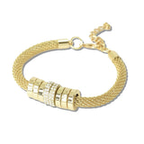 112995, WOVEN MESH CHAIN CRYSTAL RONDELLE BRACELET