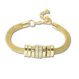 112995, WOVEN MESH CHAIN CRYSTAL RONDELLE BRACELET