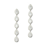 112996, GOLD DIPPED ELEGANT CASCADING PEAR CZ DROP EARRINGS
