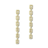 112997, GOLD DIPPED CASCADING EMERALD CUT CZ DROP EARRINGS
