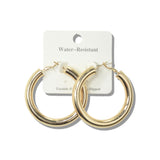 113005,  50MM WATER RESISTANT CHUNKY HOOP EARRINGS