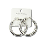 113005,  50MM WATER RESISTANT CHUNKY HOOP EARRINGS