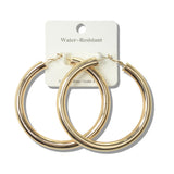 113006, 70MM WATER RESISTANT CHUNKY HOOP EARRINGS