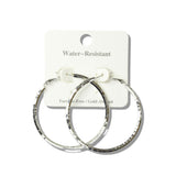113007, 50MM WATER RESISTANT HAMMERED HOOP EARRINGS