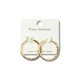 113008, 30MM WATER RESISTANT HAMMERED HOOP EARRINGS