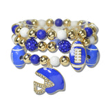 113009, GAMEDAY SPIRIT FOOTBALL CHARM MULTI LAYERED STRETCH BRACELET
