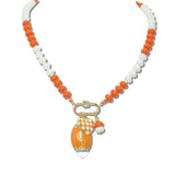 113014, GAMEDAY FOOTBALL AND CHECKERBOARD HEART CHARM NECKLACE