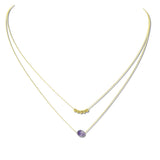 113015, MINIMALIST DOUBLE STRAND GOLD DIPPED BRASS NATURAL STONE NECKLACE