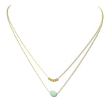 113015, MINIMALIST DOUBLE STRAND GOLD DIPPED BRASS NATURAL STONE NECKLACE