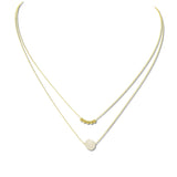 113015, MINIMALIST DOUBLE STRAND GOLD DIPPED BRASS NATURAL STONE NECKLACE