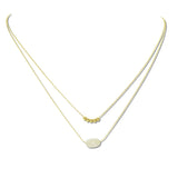 113015, MINIMALIST DOUBLE STRAND GOLD DIPPED BRASS NATURAL STONE NECKLACE