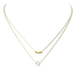 113015, MINIMALIST DOUBLE STRAND GOLD DIPPED BRASS NATURAL STONE NECKLACE