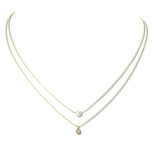 113017, MINIMALIST 2 PIECE PLATED BRASS PEARL AND TEARDROP STONE NECKLACE SET