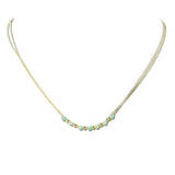 113018, MINIMALIST DOUBLE STRAND GOLD DIPPED BRASS PEARL AND NATURAL STONE NECKLACE