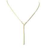 113019, MINIMALIST GOLD DIPPED BRASS Y-NECKLACE WITH PEARL ACCENTS