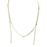 113020, MINIMALIST MULTI STRAND WRAP AROUND GOLD DIPPED GLASS PEARL STATION NECKLACE