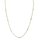 113021, MINIMALIST DOUBLE STRAND GOLD DIPPED PEARL STATION NECKLACE