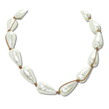 113023, BAROQUE PEARL KNOTTED CORD STATEMENT NECKLACE