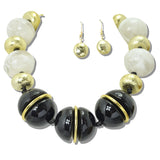 113030, CHUNKY MIXED MEDIA PATTERNED BEAD STATEMENT NECKLACE